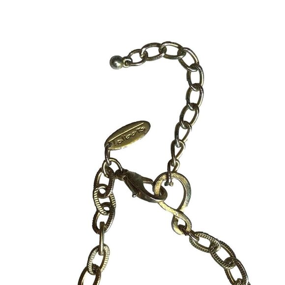 Vintage Talbots Statement Necklace Gold Tone Green Pink Beaded - Picture 3 of 3